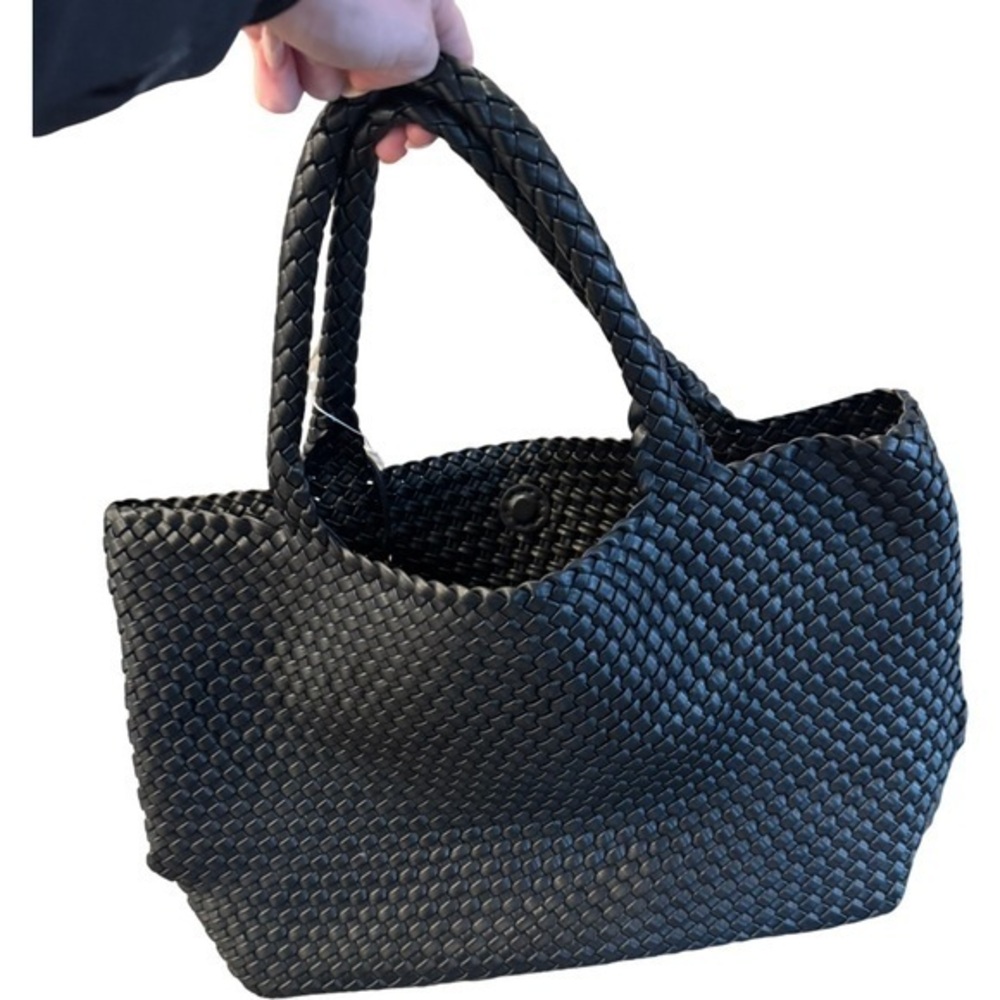 Moda Luxe Black Textured Tote with pouch